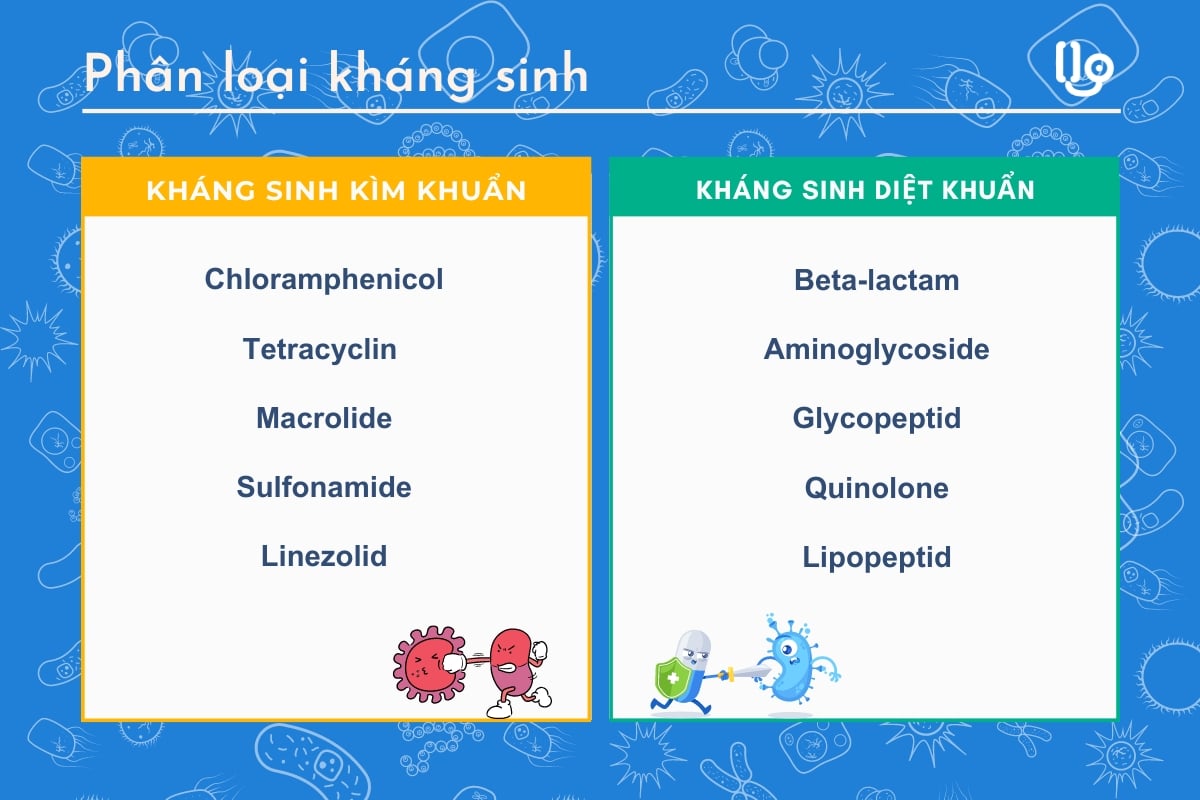 Phân loại các nhóm kháng sinh kiềm khuẩn và diệt khuẩn