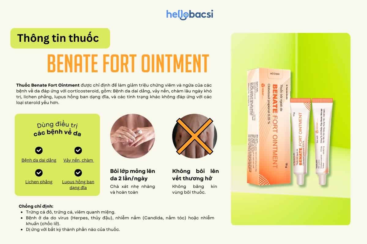 Thuốc mỡ bôi da Benate fort ointment